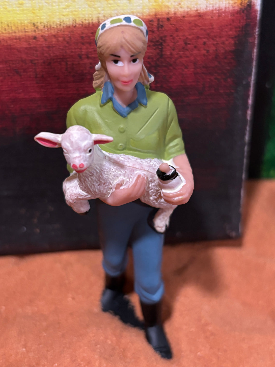 Female Farmer Holding A Lamb Sheep 4”